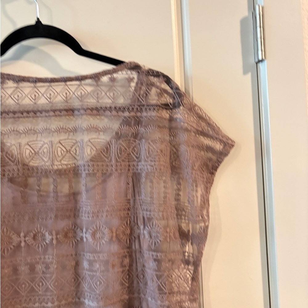 Garnet Hill Embroidered Gray Lace Embroidered Romantic Dress Size 10 - Picture 12 of 13